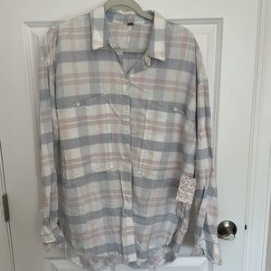 NWT Free People Loveland Plaid Buttondown
